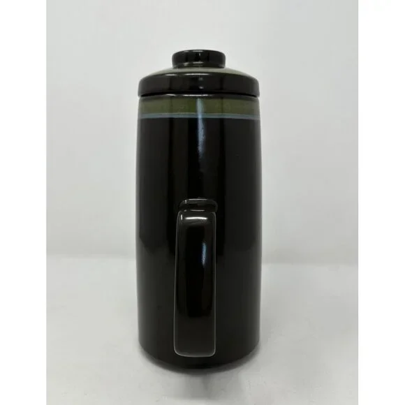 1970s MIKASA MAJORCA INTAGLIO COFFEE TEA POT w/LID 7501 Brown Stoneware Japan - Picture 2 of 12